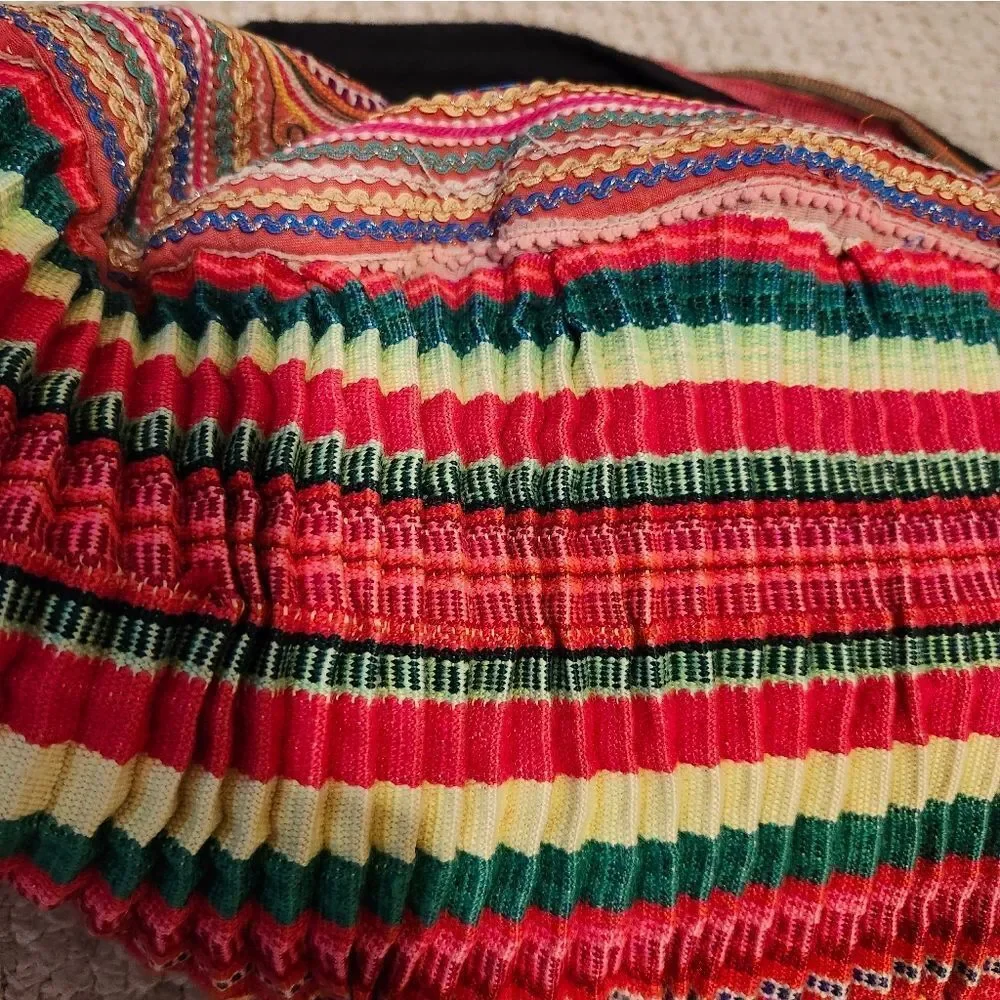 NWT Expressions NYC Artisan Hill Tribe Embroidered Half-Moon Boho Handbag $78